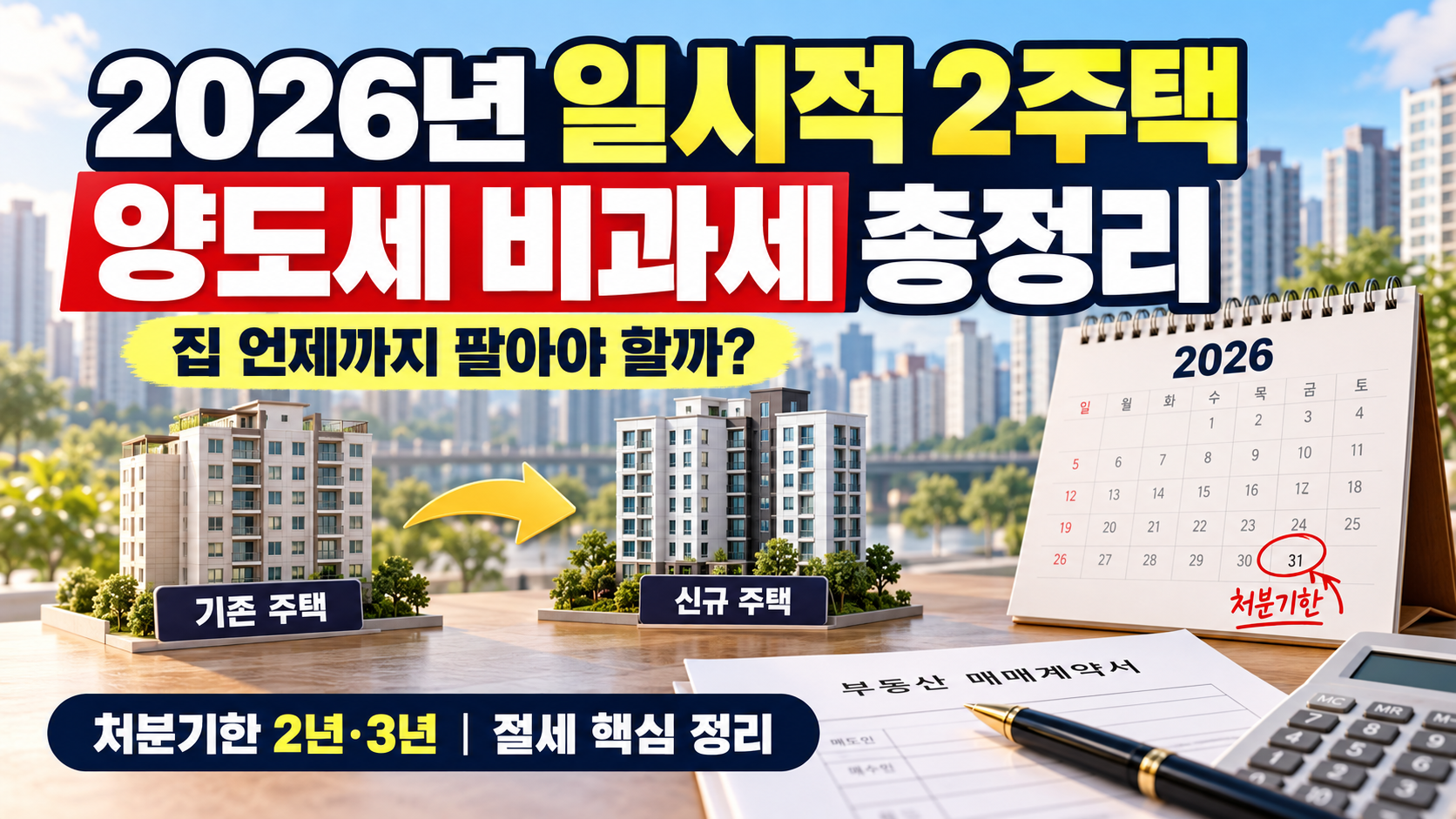 2026년 일시적 2주택 양도세 비과세 총정리｜집 언제까지 팔아야 할까? 처분기한과 실제 절세 방법